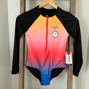 Limited Too Kids Swim One Piece - Black and Rainbow Ombre